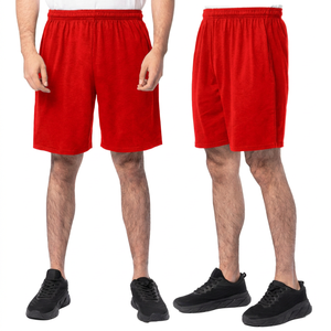 Shorts Bermuda pour homme, noirs unis, à séchage rapide, taille élastique, décontractés, en polyester tricoté, shorts de sport - Product Image 4