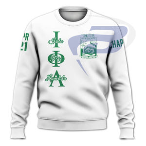 Sweat-shirt à col rond Iota Phi Lambda IPL Sorority 1921, sweat-shirt blanc de qualité supérieure de la sororité grecque IPL avec lettres vertes - Product Image 2