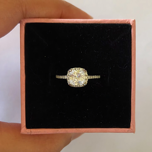 Bague en diamant de laboratoire taille coussin certifiée IGI, plaqué or 14 carats, bijoux de luxe pour femme, pour mariage ou anniversaire, diamants synthétiques - Product Image 1