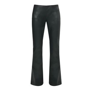 High Quality Winter Women's Mid Waist Breathable Eco-Friendly Quick Dry Streetwear Canvas Leather <b>Pants</b> Full Length Wholesale - Product Image 2