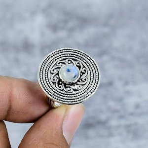 925 Sterling Silver Rainbow Moonstone Gemstone Bezel Handcrafted Vintage <b>Rings</b> For Everyday Wear - Product Image 1