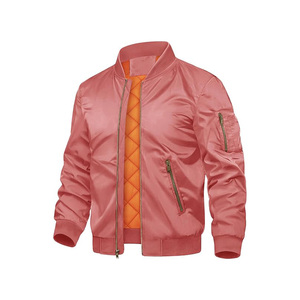 Blouson bomber noir pour homme avec doublure orange, fermeture éclair, coupe-vent, décontracté, pour l'automne, coupe classique - Product Image 6