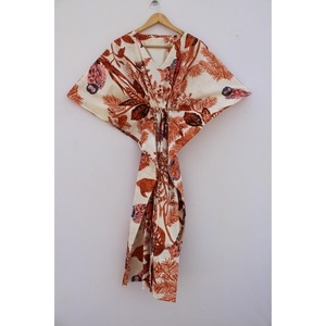 Vintage <b>Indian</b> Floral Bohemian <b>Kaftan</b> Maxi Dress Digital Printed Cotton Loose Fit Breathable Casual Summer Beachwear Resort Wear - Product Image 1