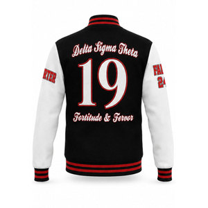 Veste universitaire Delta Sigma Theta, manches rouge et blanc, lettres grecques brodées, impression 1913 au dos, veste de sport pour homme - Product Image 6