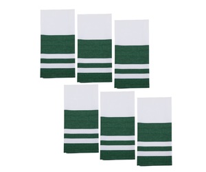 Ensemble de torchons de cuisine en coton rayé, fil teint écologique, blanc avec bords colorés, rectangulaires, tissés, lavables en machine, pour usage domestique, personnalisables - Product Image 3