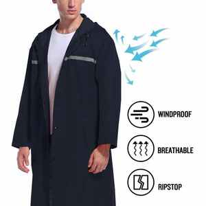 Poncho de pluie imperméable jaune vif, long, à capuche, veste de sécurité réfléchissante à rayures, coupe-vent, veste d'urgence pour la randonnée et les voyages - Product Image 5