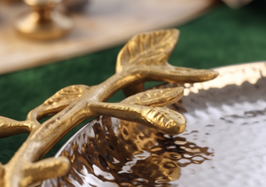 Bandeja Decorativa de Metal con Asa de Flor de Metal Dorado, Bandeja de Ramas, la Mejor Calidad para Servir Aperitivos, Frutas y Comida - Product Image 4