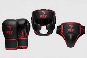 Nouvel ensemble de boxe noir personnalisé, très demandé, en cuir véritable, avec casque réglable à lacets et protège-guêtres pour Muay Thai - Product Image 5