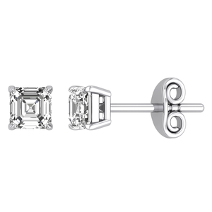 Fabricante Indio, Venta al por Mayor, Pendientes de Oro de 14K con Diamante Cultivado en Laboratorio de 2 Quilates, Claridad VS, Corte Asscher, Clásicos, Certificados por IGI, Divya - Product Image 1