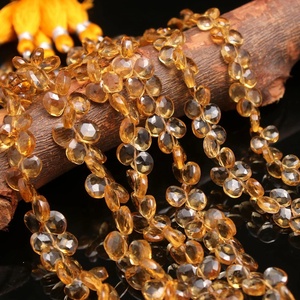 100% cuentas de citrino natural en forma de corazón facetado con brillo dorado para la fabricación de joyas - Product Image 6