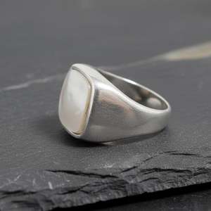 Anillo de nácar, plata de ley 925, piedra natural de concha, hecho a mano, estilo bohemio, joyería llamativa, regalo para mujer - Product Image 6