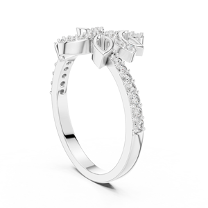 Anillo de Diamantes Cultivados en Laboratorio CELESTIAL LEAF para Mujer, Juego de Anillos de Oro Blanco de 18 Quilates con Baño de Rodio, Corte Glamuroso para Compromiso, Regalo, Fiesta, Boda, Uso Diario - Product Image 2