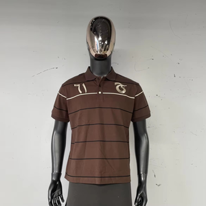 PL1056 Polo en tricot décontracté à manches courtes pour homme avec logo personnalisé, rayures de football, haut en tricot, pull en tricot pour homme - Product Image 4