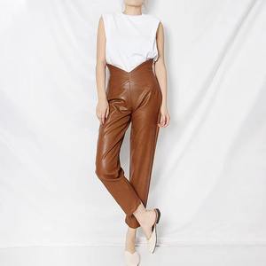 Pantalones de Cuero Genuino para Mujer, Suaves, de Piel de Cordero, Ajustados, Estilo Urbano, Venta al Por Mayor OEM - Product Image 2