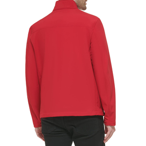 Men's <b>Red</b> Canvas Solid <b>Jacket</b> Stand Collar Zipper Closure <b>Waterproof</b> Windproof Casual Outdoor Winter Regular Fit - Product Image 2