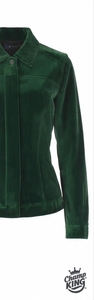 Blazer en velours côtelé vert, col rabattu, fermeture boutonnée, manches longues, veste pour femme - Product Image 4