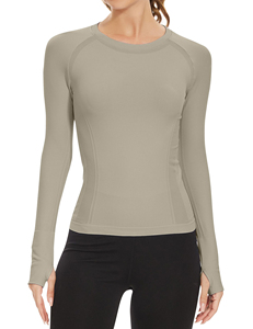 Chemise de yoga pour femme à manches longues, sans couture, coupe ajustée, pour la course à pied, la gym et le fitness, vêtements de sport, chemise de yoga pour femme - Product Image 4