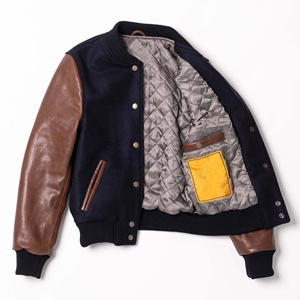 แจ็คเก็ตวาร์ซิตี้ขนสัตว์คุณภาพสูง แขนหนัง  แบบสั่งทำพิเศษ ไซส์พลัส พร้อมปักโลโก้ แจ็คเก็ตเลตเตอร์แมน แจ็คเก็ตเบสบอล แจ็คเก็ตฤดูหนาว - Product Image 3