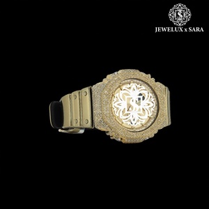 Reloj de Diamantes con Correa de Goma Plateada Personalizada, Suministro Directo de Fábrica, para Uso Corporativo y Estilo Diario, Disponible para la Venta - Product Image 1