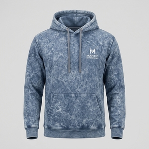 Sweat à capuche pour homme avec logo personnalisé, sans cordon, en coton lourd, effet délavé vintage - Product Image 1