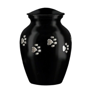 Urne funéraire noire à prix d'usine, motif patte argentée, artisanat, urnes pour animaux de compagnie, fournitures funéraires, urnes en laiton de style américain pour chats - Product Image 1