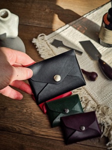 Vintage Genuine Leather Stitchless <b>Wallet</b> No Sewing Minimalist Slim Card Holder Custom Brand Packaging <b>Wallet</b> LSSW-0010C - Product Image 2