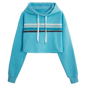 Sweat à capuche court décontracté pour femmes avec manches longues pull en gros sweats court longueur hauts à capuche - Product Image 1