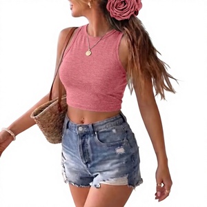 Women's Striped Knitted Tank Top Scoop Neck Casual Spandex Cotton Blend Breathable Regular Length Top - Product Image 1