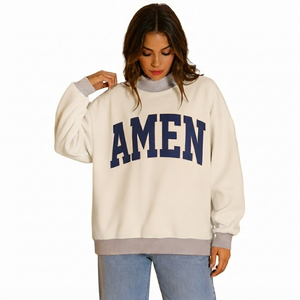 Sudadera de cuello alto reversible personalizada al por mayor para mujer, talla grande, con logo bordado para uso diario. - Product Image 5