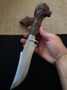 Cuchillo de Supervivencia Hecho a Mano OEM, Hoja de Acero Inoxidable, Mango de Madera Tallada, Funda de Cuero, Herramienta de Camping de Alta Calidad para Exteriores - Product Image 2