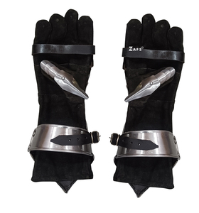 Medieval Mild Steel Gauntlets with Leather <b>Gloves</b> Handmade Knight <b>Silver</b> Hand Armor for Reenactment Cosplay Costume - Product Image 3