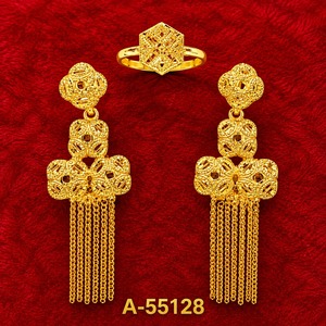 Vintage Gold Plated Drop Earrings Women's <b>Tassel</b> Alloy Jewelry Wedding A-55128 - Product Image 1