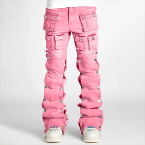 Pantalones Vaqueros Cargo de Verano para Hombre, Transpirables, de Corte Holgado, con Múltiples Bolsillos, Lavados, con Logotipo Frontal, Estilo Urbano, Marca CLOVIX SPORTS - Product Image 3