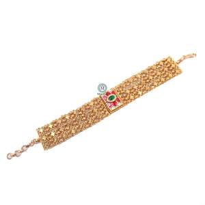 Vintage Gold Plated Horn Charm Bracelet with Pearl and Diamond for Wedding and Party - Product Image 5