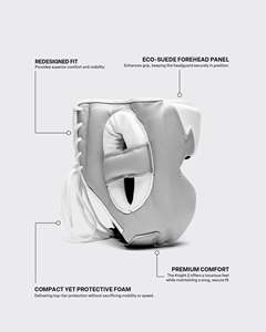 Protection de boxe professionnelle, protège-tête blanc et gris, logo personnalisé, protection intégrale du visage, protège-tête de kickboxing pour adultes - Product Image 4