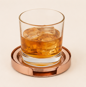 Luxury Hammered Pure Copper <b>Coaster</b> Set Of 4 with Elegant Metal Holder Handcrafted Round <b>Drink</b> <b>Coaster</b> For Home Bar & Restaurant - Product Image 2
