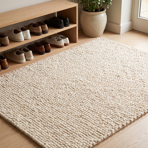 Tapis décoratif en laine tissée à la main, à boucles épaisses, texturé, fait main, antidérapant, moderne, pour salon, chambre, décoration intérieure - Product Image 2
