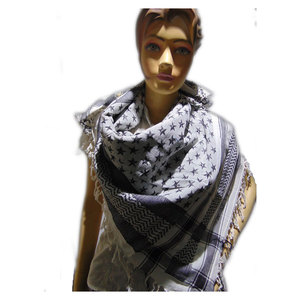 Pañuelo Árabe Cuadrado de Algodón con Diseño de Estrellas Pequeñas Tejidas en Lurex, Estilo Arafat, Suave, Transpirable y a la Moda - Product Image 1