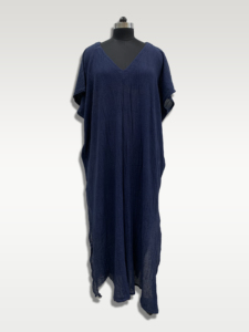 Women's Navy Blue <b>Linen</b> V-Neck Loose Maxi <b>Dress</b> Cap Sleeve Asymmetrical Hem Boho <b>Summer</b> Casual Wear - Product Image 1