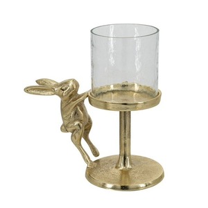 Support de bougie figuratif en forme de cerf doré avec support en verre transparent pour la décoration de la maison - Product Image 1
