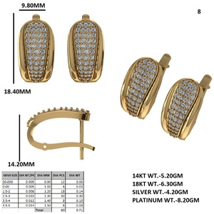 ต่างหูทองคำประดับเพชรแบบปาเว่ทรงบาหลี - Product Image 5