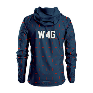 Veste coupe-vent à capuche zippée en nylon enduit sublimé sur mesure, tissu recyclé, vêtements de sport d'extérieur - Product Image 2
