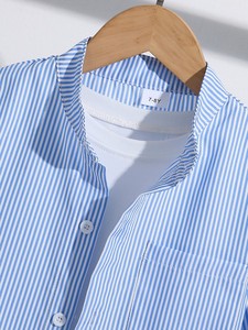 Chemise décontractée pour homme, beige, manches longues, couleur unie, col rabattu, tissu popeline, respirante, séchage rapide, écologique - Product Image 4