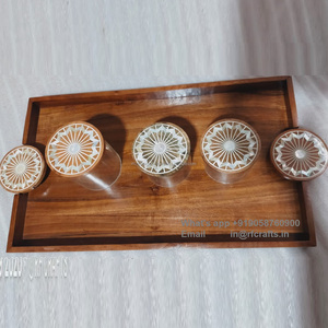 RFCrafts Vaisselle de service en bois au design moderne de luxe avec incrustation de nacre pour mariages maison Ramadan Eid - Product Image 1