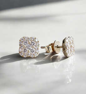 Pendientes de Plata de Ley 925 con Diamantes de Laboratorio en Oro Blanco Puro de 14K, Forma de Corazón, para Novia, Uso Diario, Regalo para Ella - Product Image 1