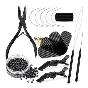Kit Profesional de Herramientas para Extensiones de Cabello, Juego de Agujas de Bucle, Alicates para Micro Anillos, Herramienta de Enhebrado para Fabricación de Pelucas y Extensiones de Cabello - Product Image 1