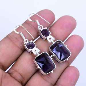Amethyst Dangle <b>Earrings</b> 925 Sterling Silver Boho Handmade Jewelry Statement Gift For Women <b>Men</b> - Product Image 6