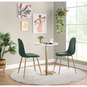 Pebble Gold Metal and <b>White</b> Wood Adjustable <b>Dining</b> or Bar <b>Table</b> Contemporary/Glam Style by - Product Image 4