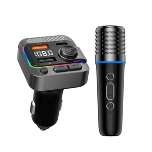 Cigarette Lighter Karaoke <b>Microphone</b> Wireless <b>Bluetooth</b> Audio FM Transmitter Dual Port PD Fast Car Charger U Disk - Product Image 1