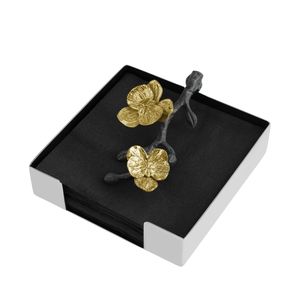 Porta Servilletas de Hierro con Acabado en Polvo Negro Mate y Diseño Floral Moderno, Dispensador de Metal para Decoración - Product Image 3